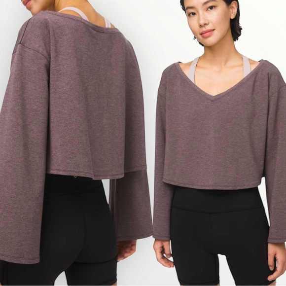 lululemon athletica Tops - Lululemon Cropped Show Your Depth Reversible Crop Top Flare Heathered M/L